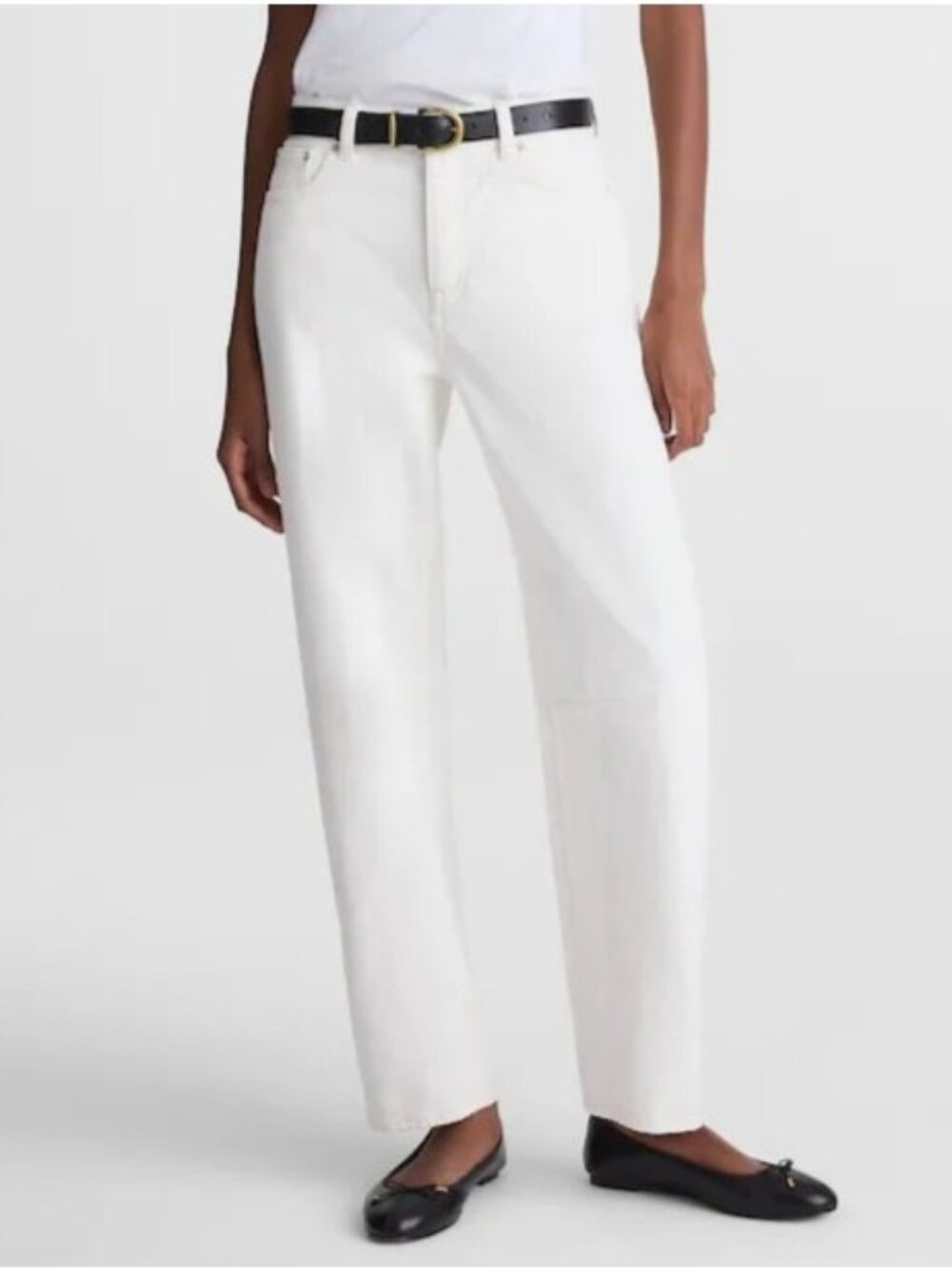 NWT Madewell Petite Darted Barrel-Leg Jean 25P Low-Slung Button-Fly Cream Ankle